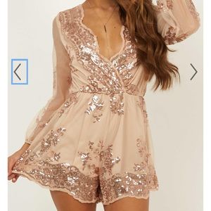 SHOWPO Big Baller Playsuit in Rose Gold Sequin ✨